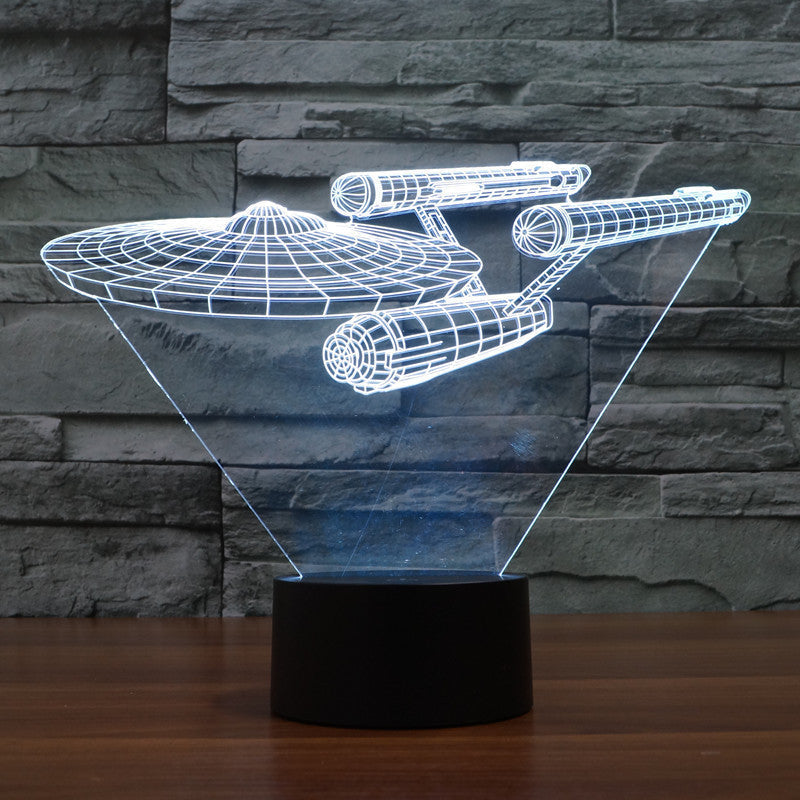 Lampe LED Vaisseau Spatial 3D - Illusion Optique et Éclairage Multicolore