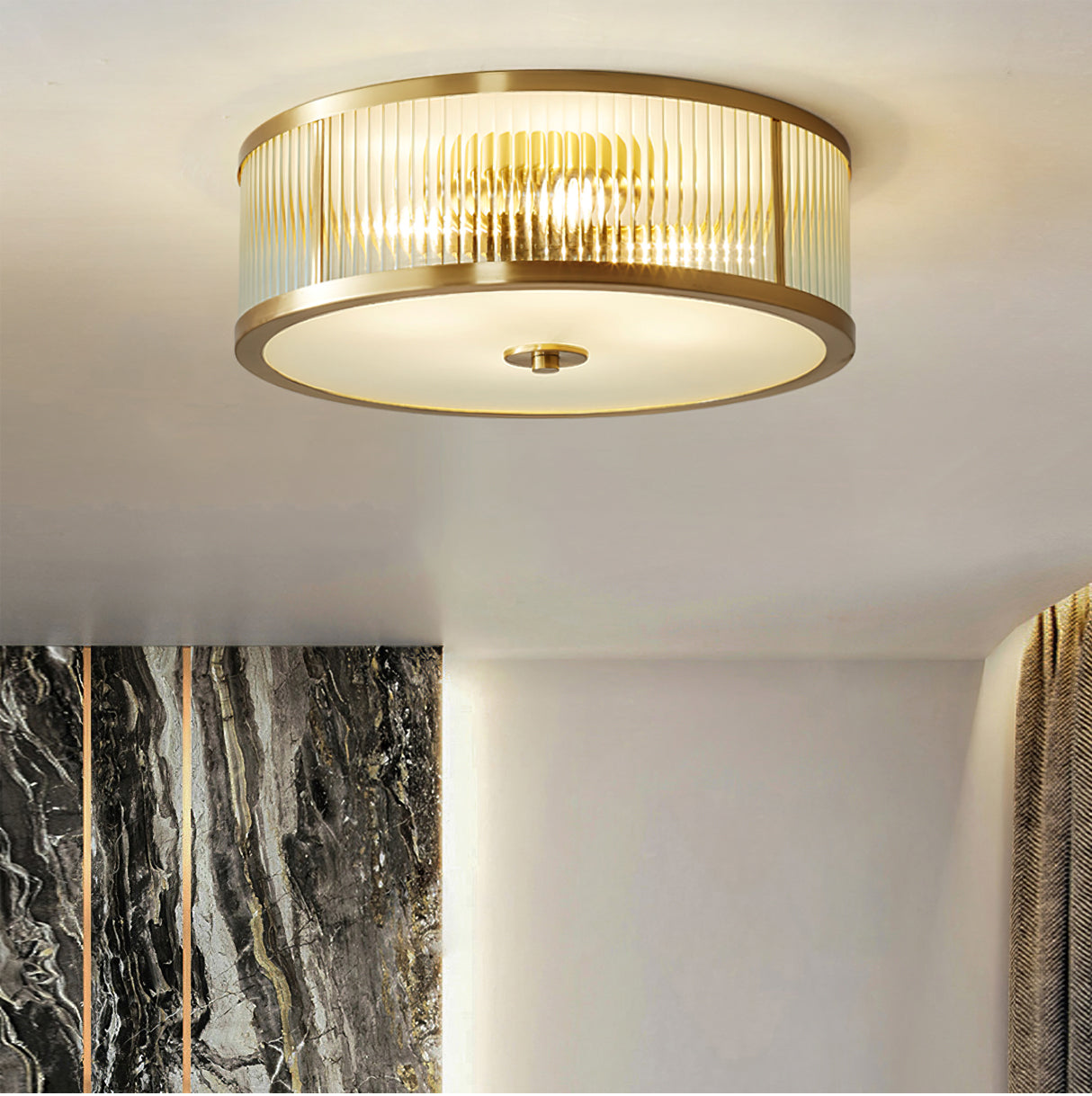 Lampe de Plafond Vintage en Laiton - Éclairage Chaleureux et Raffiné
