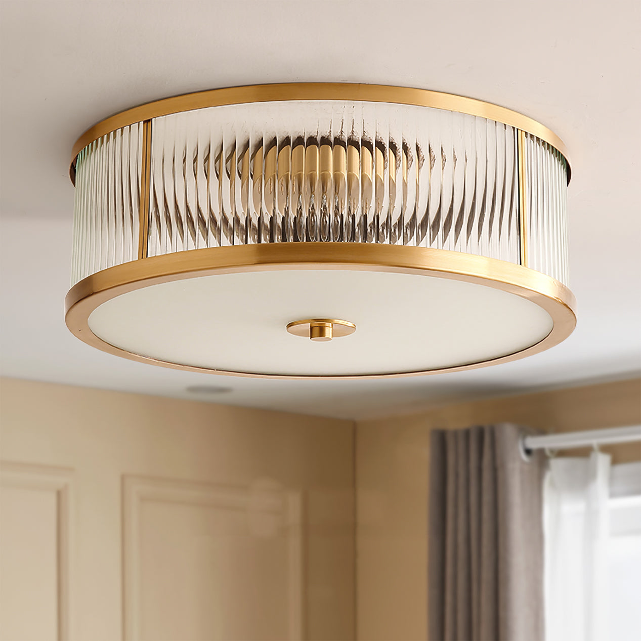 Lampe de Plafond Vintage en Laiton - Éclairage Chaleureux et Raffiné