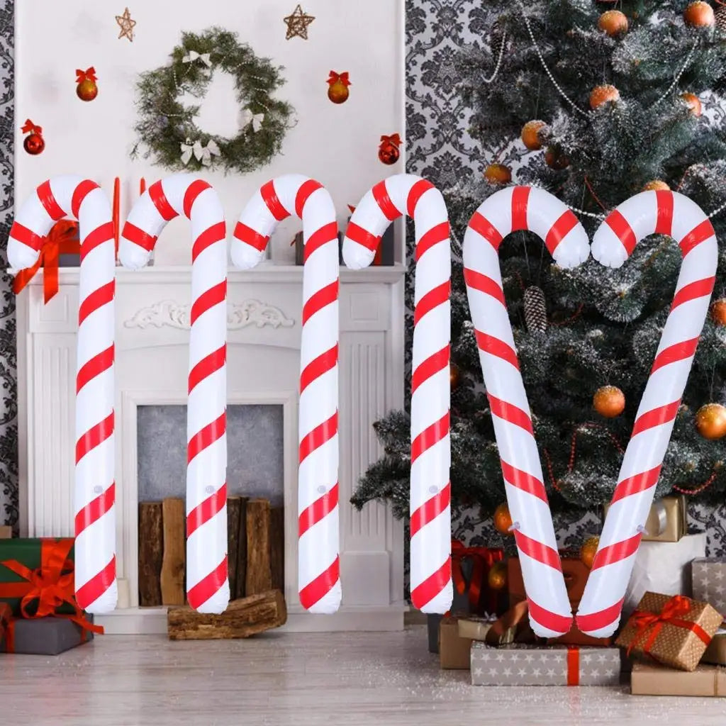 Cannes de Noël Gonflables - Ensemble de 4 Décorations Colorées