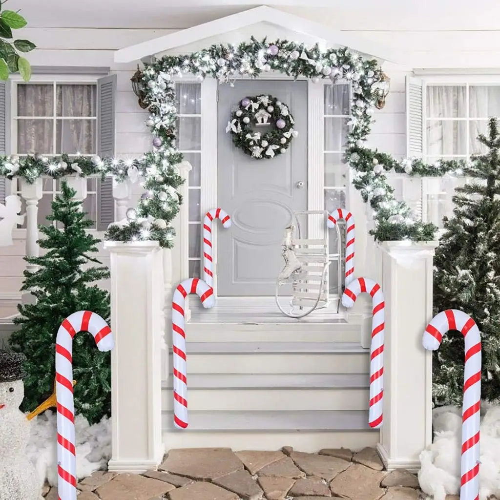 Cannes de Noël Gonflables - Ensemble de 4 Décorations Colorées