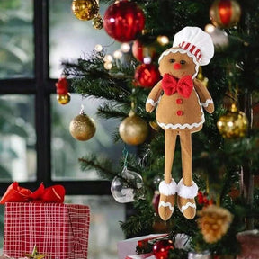 Décoration de Noël en Peluche - Bonhomme en Pain d'Épices Mignon et Festif