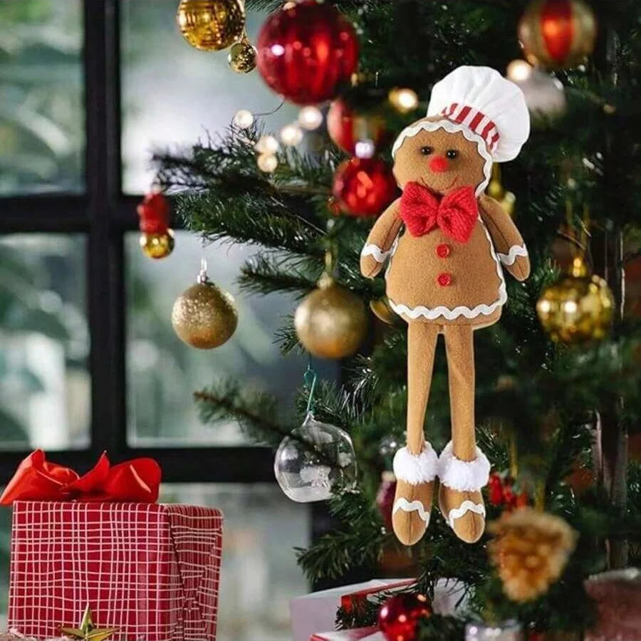 Décoration de Noël en Peluche - Bonhomme en Pain d'Épices Mignon et Festif