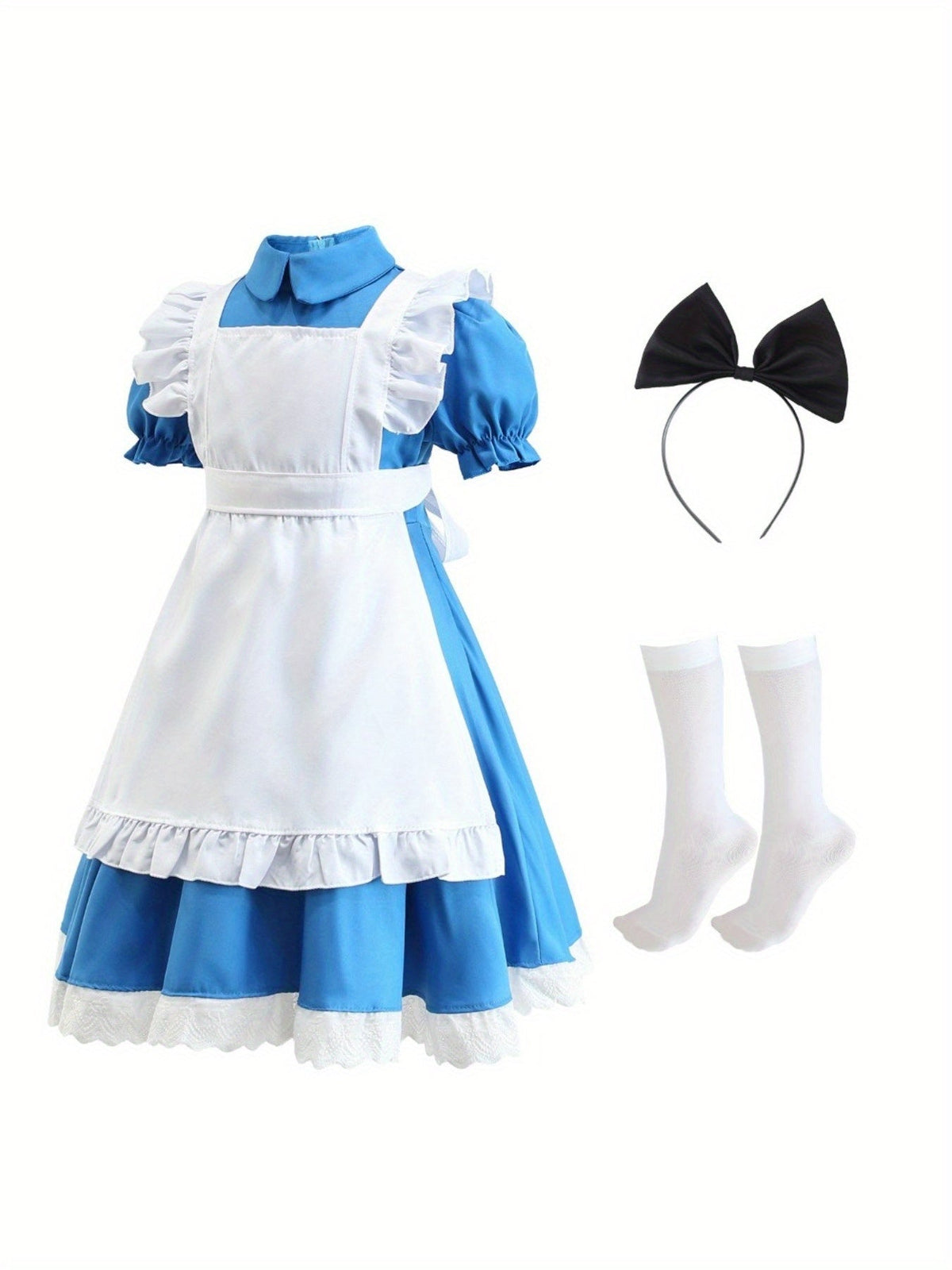 Robe de Costume d'Halloween pour Filles - Ensemble Complet avec Manches Bouffantes