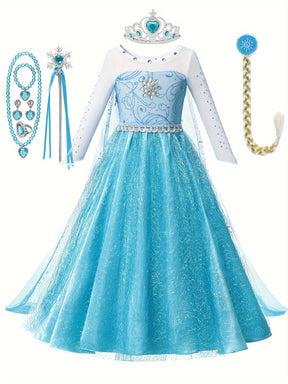 Robe de Princesse Halloween Glitter - Confortable et Éblouissante à Manches Longues