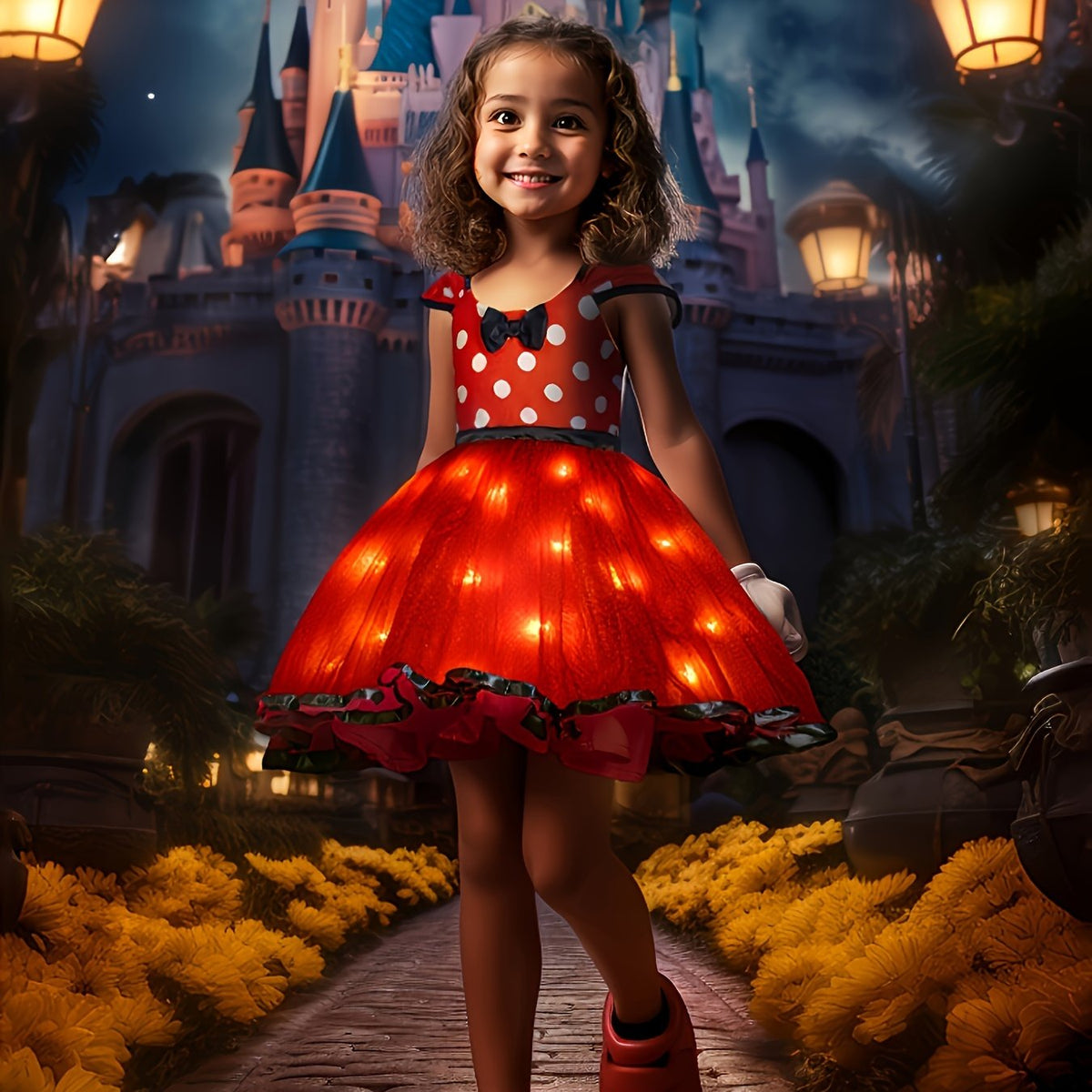 Costume de Souris Lumineux pour Filles - Jupe Brillante et Détail de Nœud