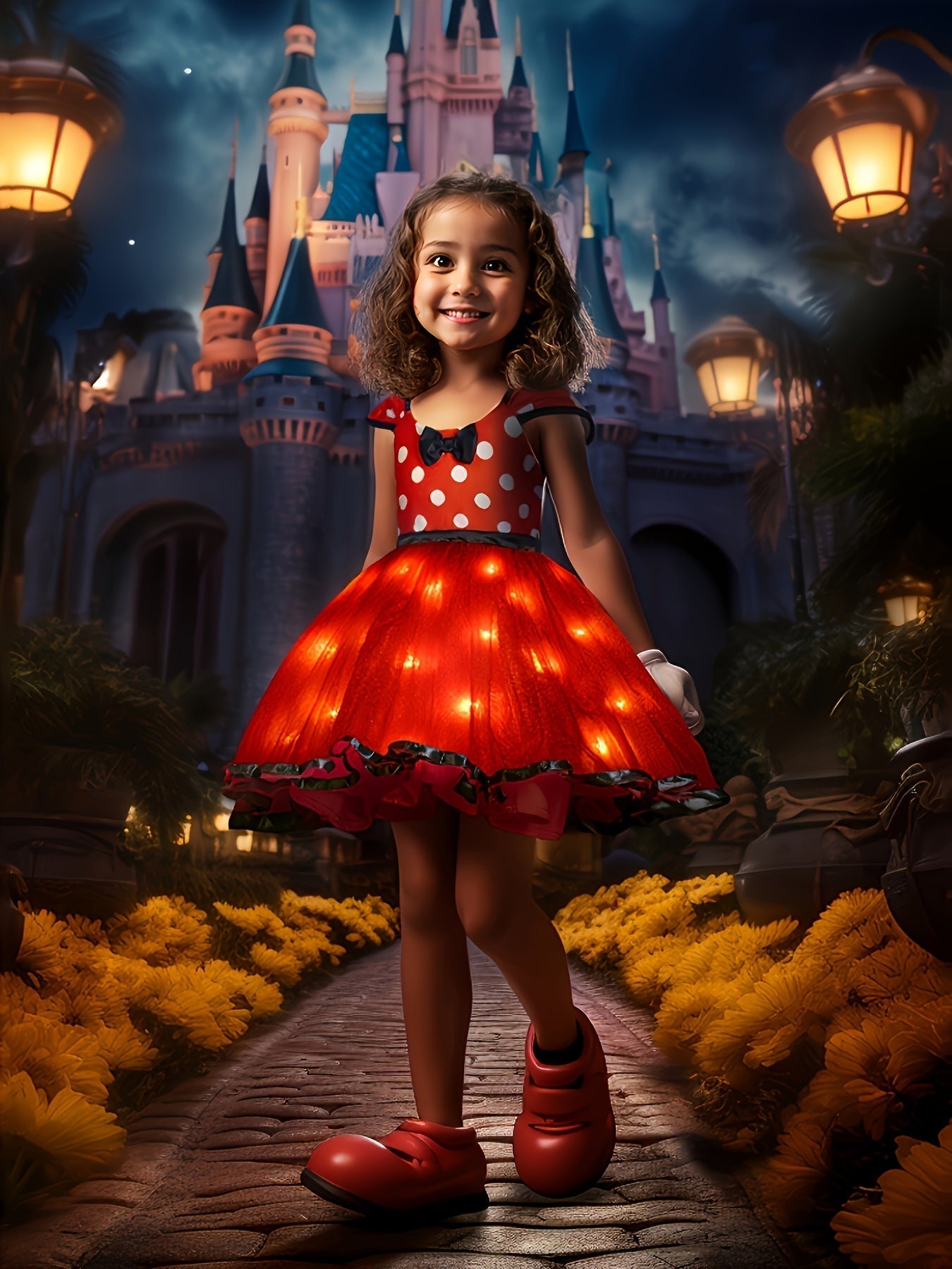 Costume de Souris Lumineux pour Filles - Jupe Brillante et Détail de Nœud
