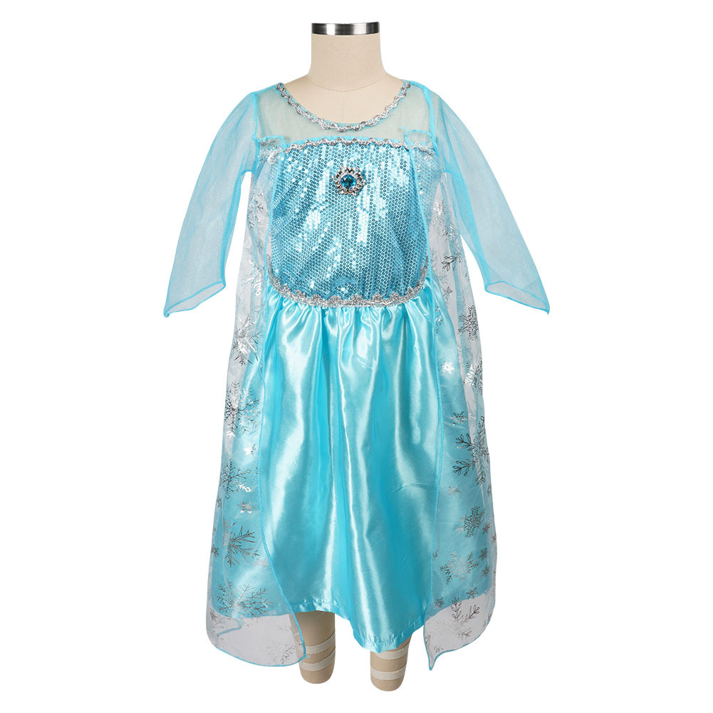 Costume de Princesse Halloween pour Filles - Robe Maxi à Manches Longues et Sequins