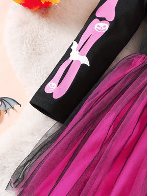 Robe de Costume Squelette pour Filles - Confortable et Festive pour Halloween