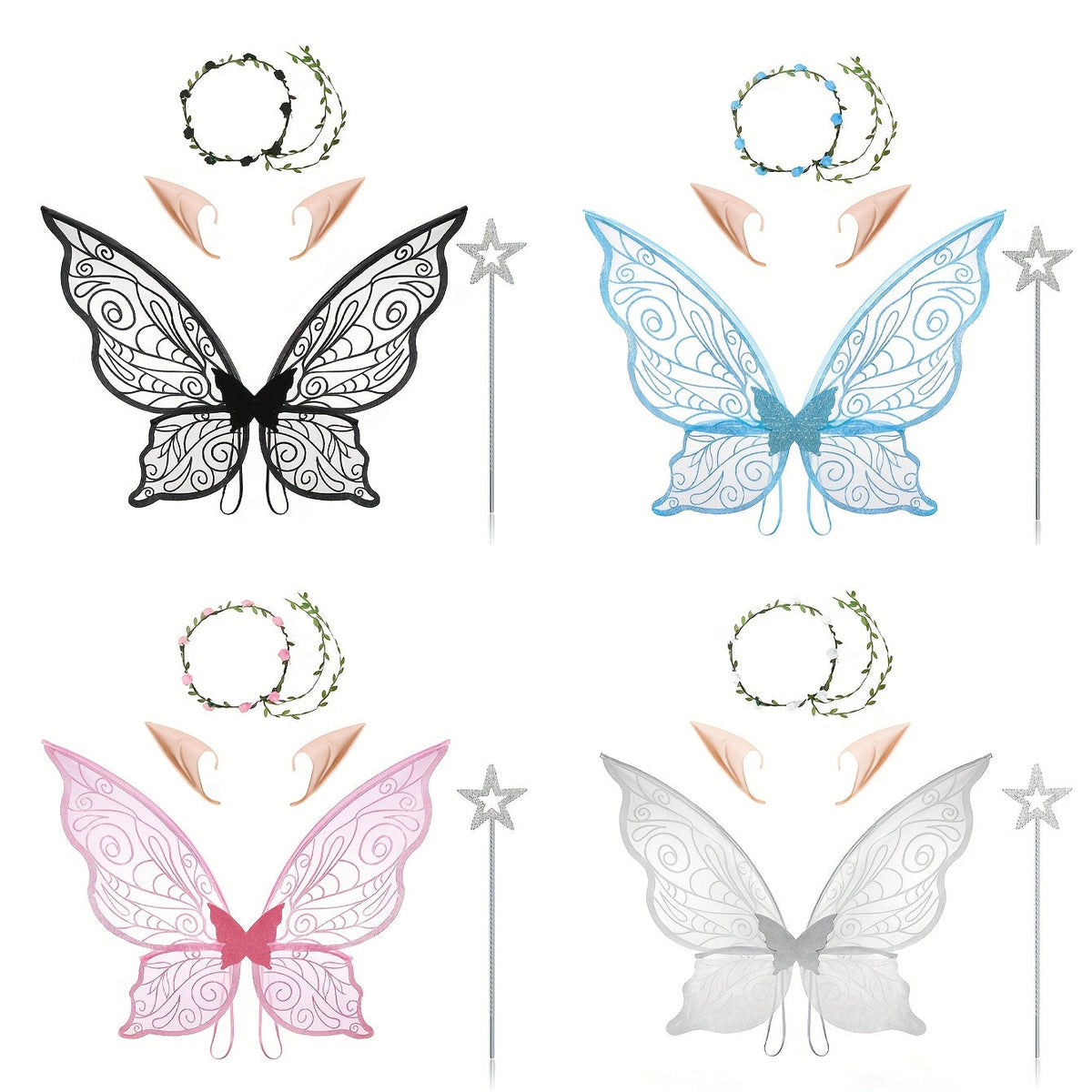 Costume de Fée Magique pour Filles - Ailes, Bâton et Oreilles Inclus