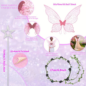 Costume de Fée Magique pour Filles - Ailes, Bâton et Oreilles Inclus