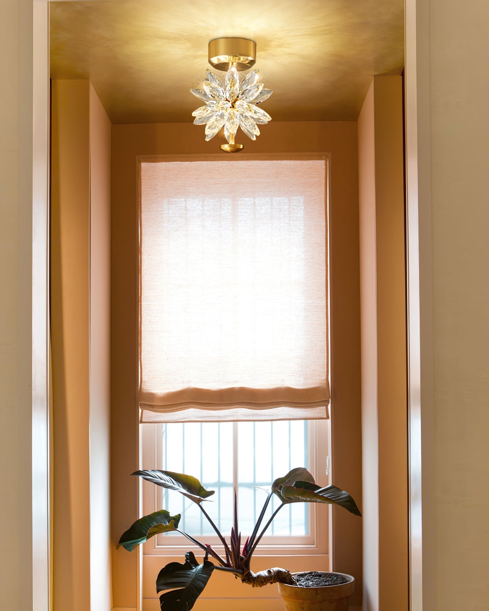 Lampe de Plafond Florale en Cristal - Éclairage Élégant et Ambiance Cosy