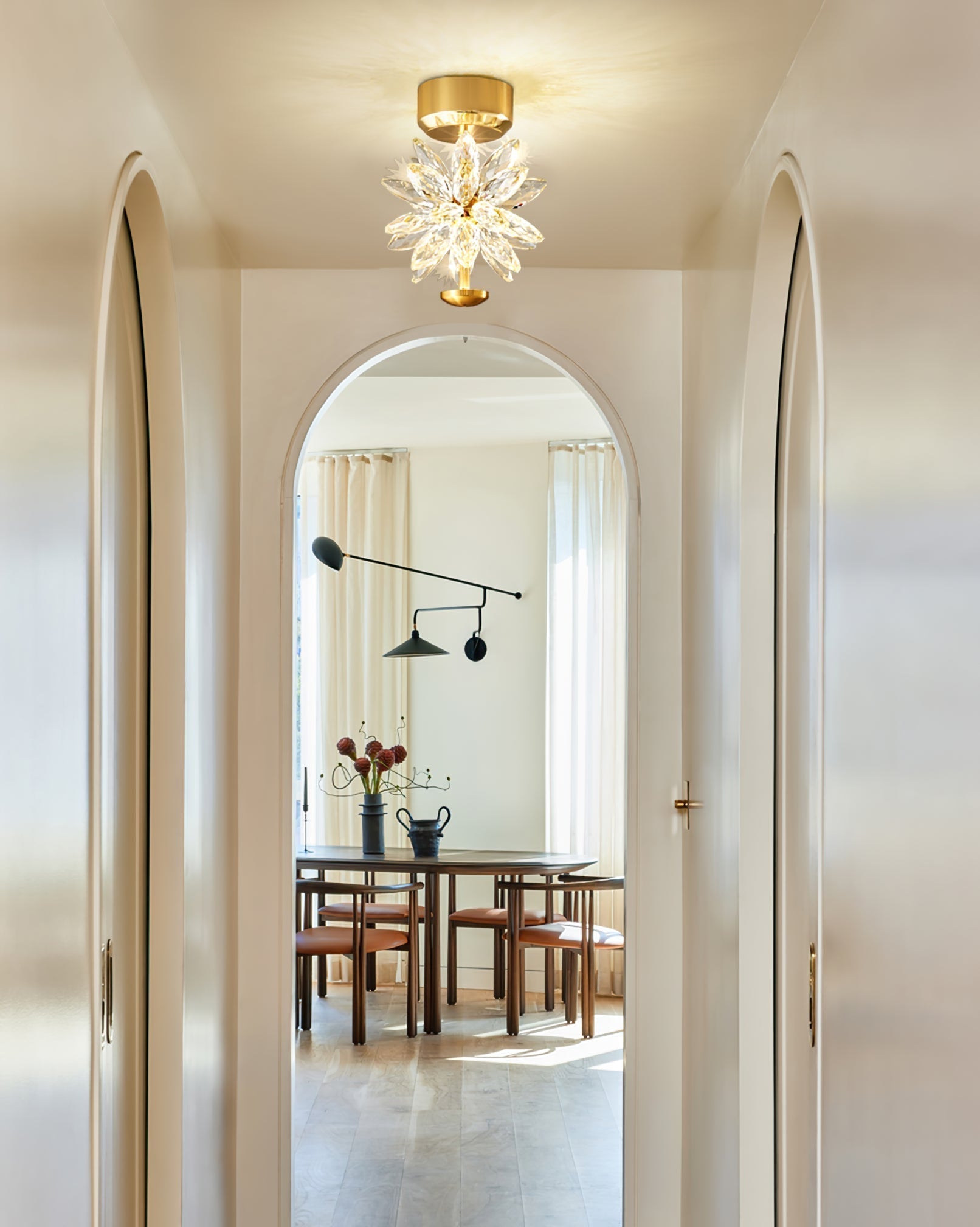 Lampe de Plafond Florale en Cristal - Éclairage Élégant et Ambiance Cosy