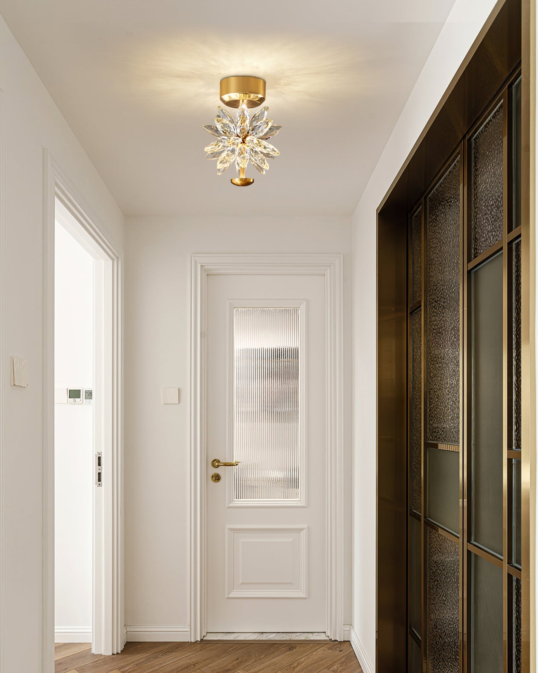Lampe de Plafond Florale en Cristal - Éclairage Élégant et Ambiance Cosy
