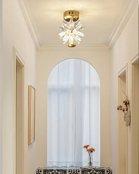 Lampe de Plafond Florale en Cristal - Éclairage Élégant et Ambiance Cosy