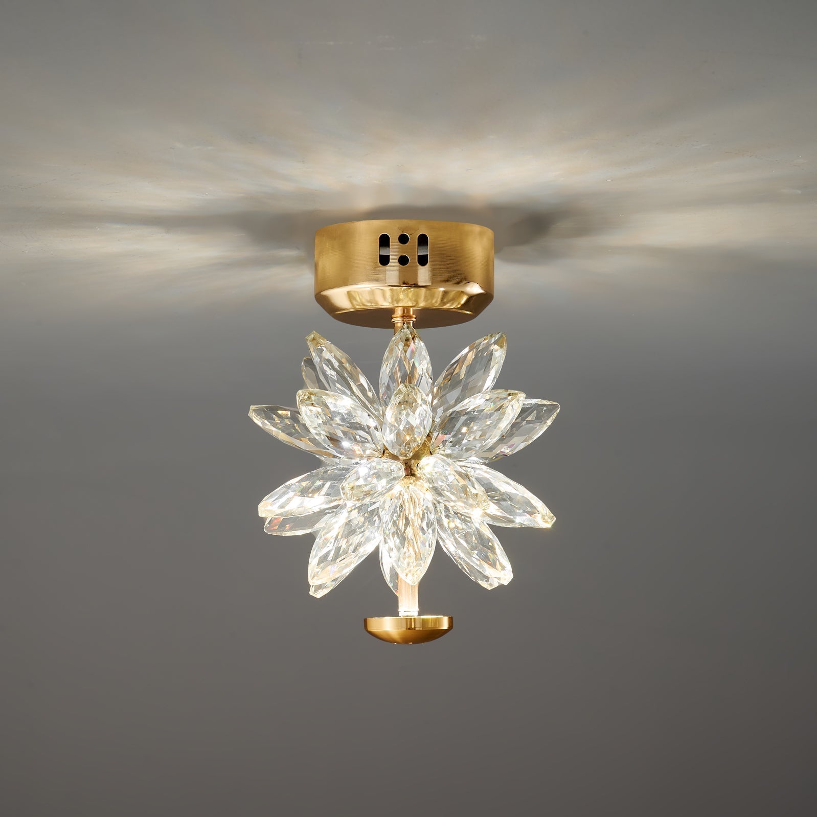Lampe de Plafond Florale en Cristal - Éclairage Élégant et Ambiance Cosy