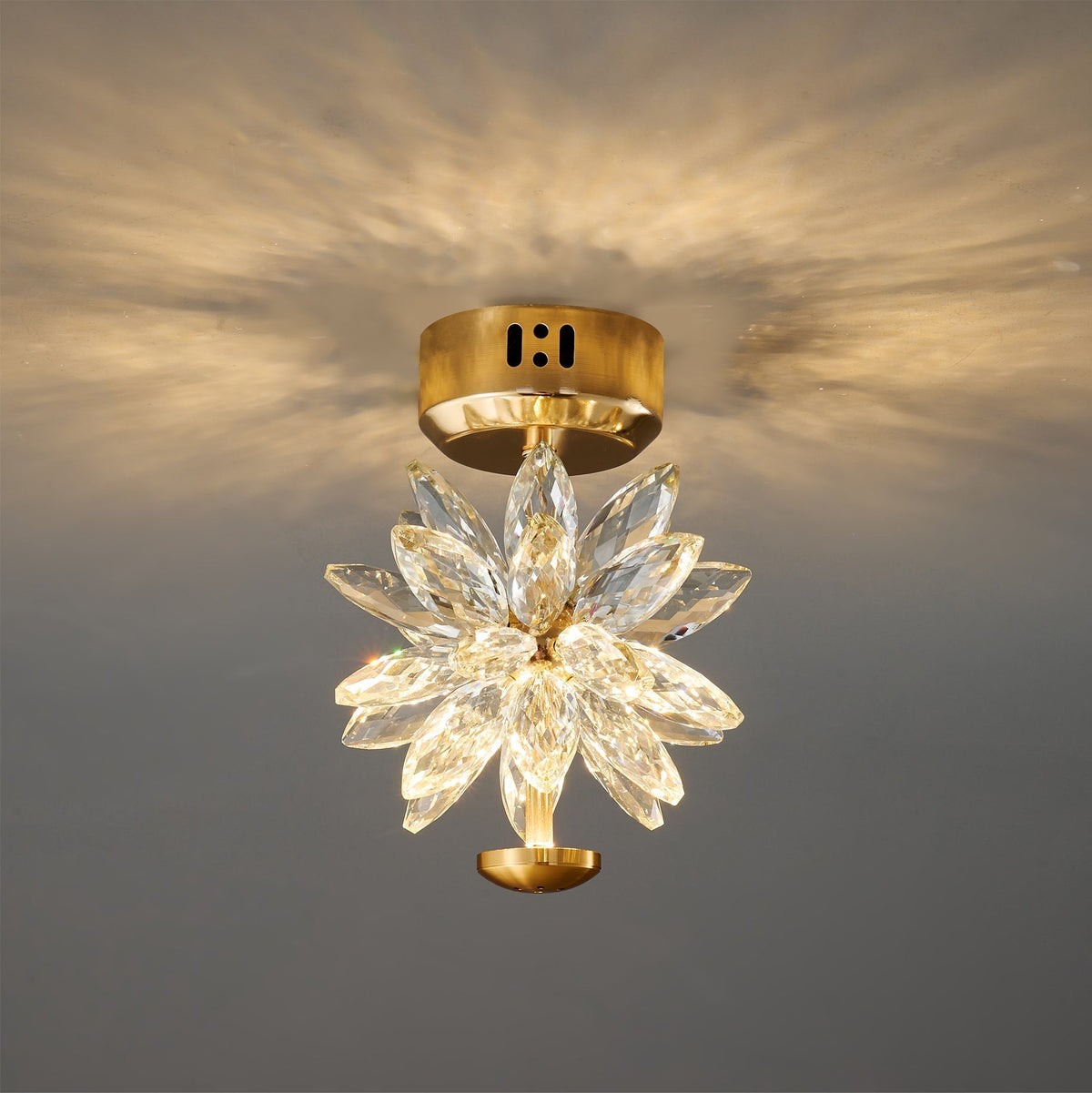 Lampe de Plafond Florale en Cristal - Éclairage Élégant et Ambiance Cosy