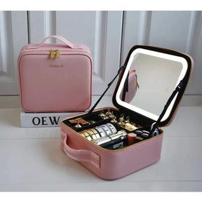 Trousse de Maquillage Portable avec Miroir LED | Compacte et Pratique pour Voyager