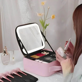 Trousse de Maquillage Portable avec Miroir LED | Compacte et Pratique pour Voyager
