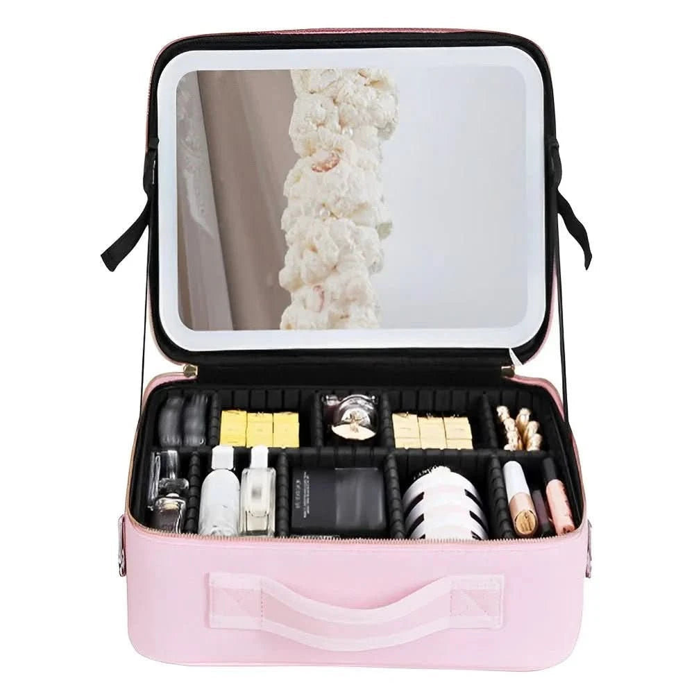 Trousse de Maquillage Portable avec Miroir LED | Compacte et Pratique pour Voyager