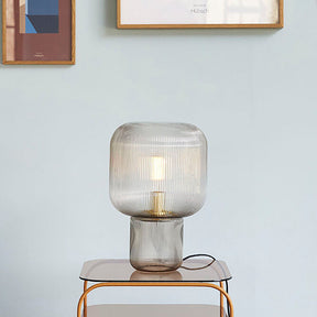 Lampe de Table en Verre et Métal - Élégance et Lumière Chaleureuse