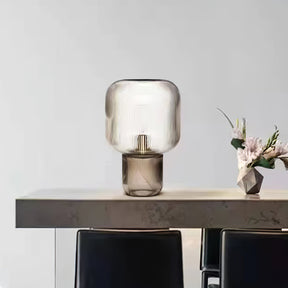 Lampe de Table en Verre et Métal - Élégance et Lumière Chaleureuse