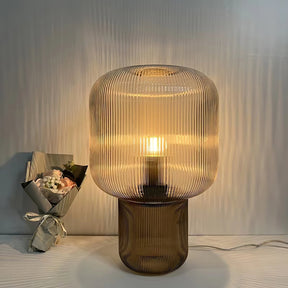 Lampe de Table en Verre et Métal - Élégance et Lumière Chaleureuse