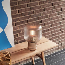 Lampe de Table en Verre et Métal - Élégance et Lumière Chaleureuse