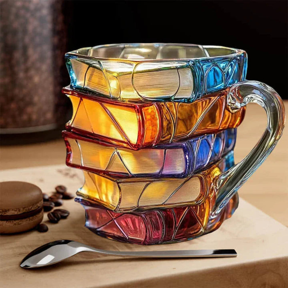 Tasse à Café en Verre Design Livre - Cadeau Idéal pour Amateurs de Littérature