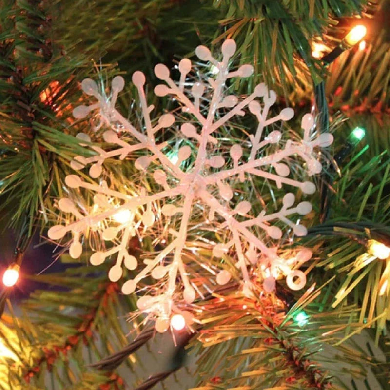 Flocons de Neige Pailletés pour Noël - Décorations Scintillantes et Polyvalentes