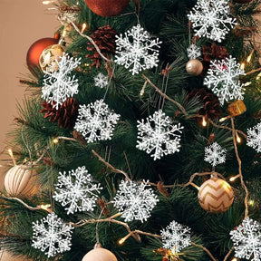 Flocons de Neige Pailletés pour Noël - Décorations Scintillantes et Polyvalentes