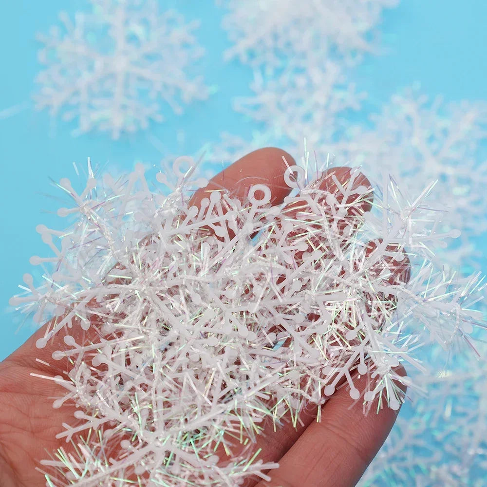 Flocons de Neige Pailletés pour Noël - Décorations Scintillantes et Polyvalentes