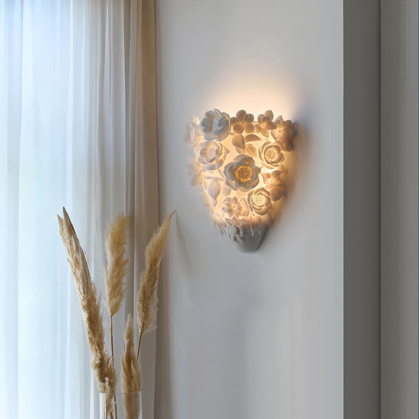 Applique Murale en Céramique - Élégance Florale et Ambiance Chaleureuse