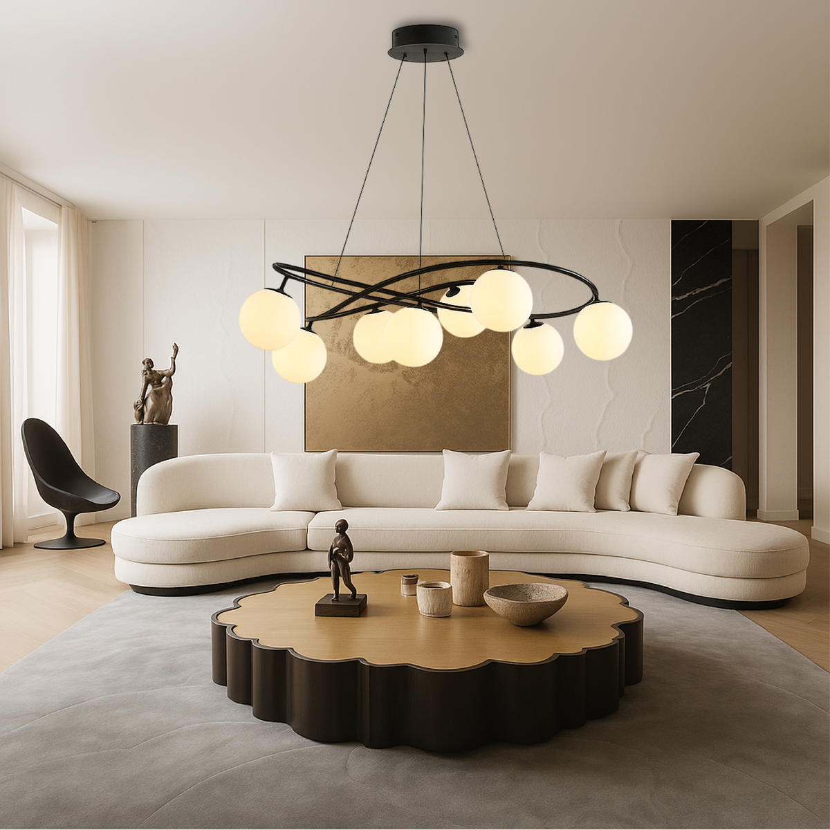 Lustre Noir Rétro Scandinave - Élégance Vintage pour Votre Intérieur