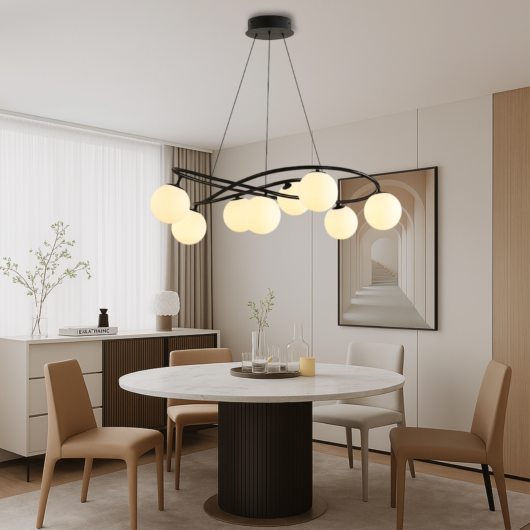 Lustre Noir Rétro Scandinave - Élégance Vintage pour Votre Intérieur