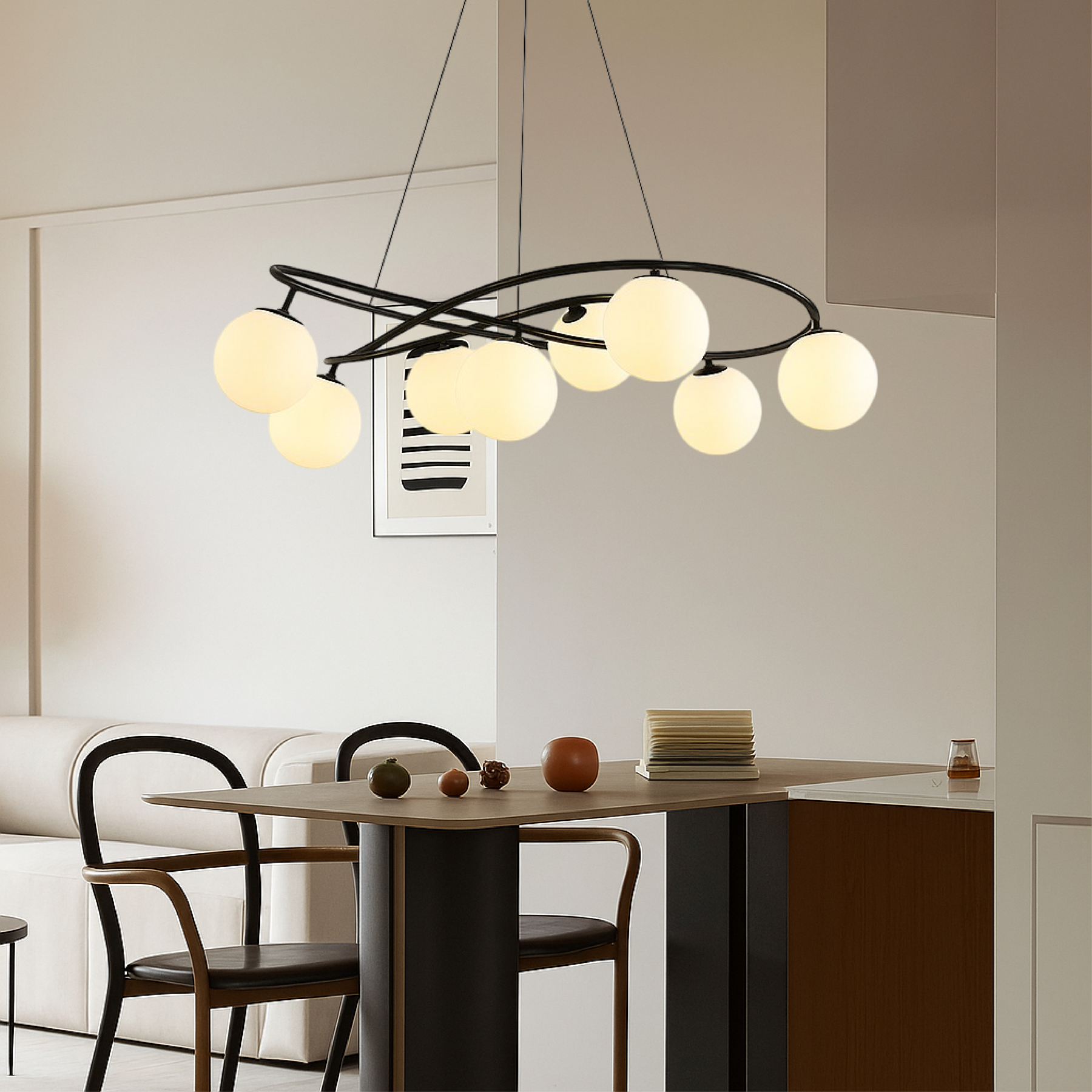 Lustre Noir Rétro Scandinave - Élégance Vintage pour Votre Intérieur