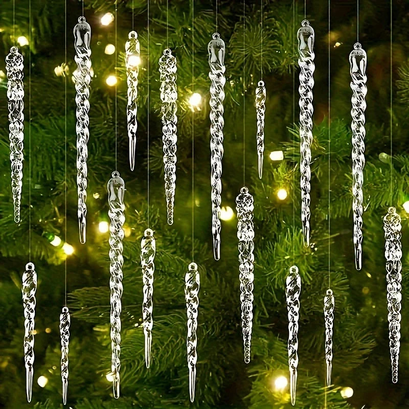 Ornements en Cristal de Glaçon - Décoration Éclatante pour Sapins de Noël