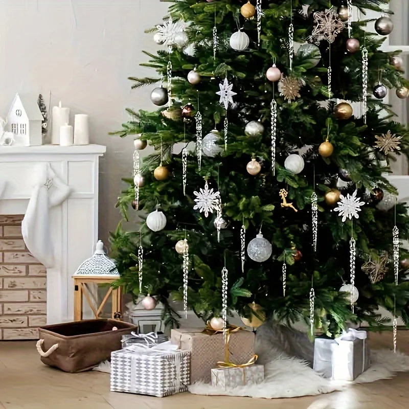 Ornements en Cristal de Glaçon - Décoration Éclatante pour Sapins de Noël