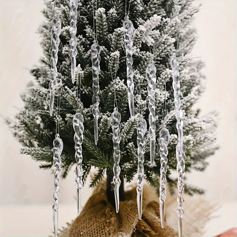 Ornements en Cristal de Glaçon - Décoration Éclatante pour Sapins de Noël