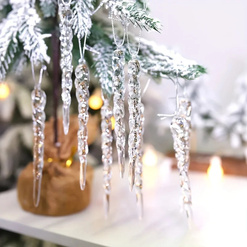 Ornements en Cristal de Glaçon - Décoration Éclatante pour Sapins de Noël