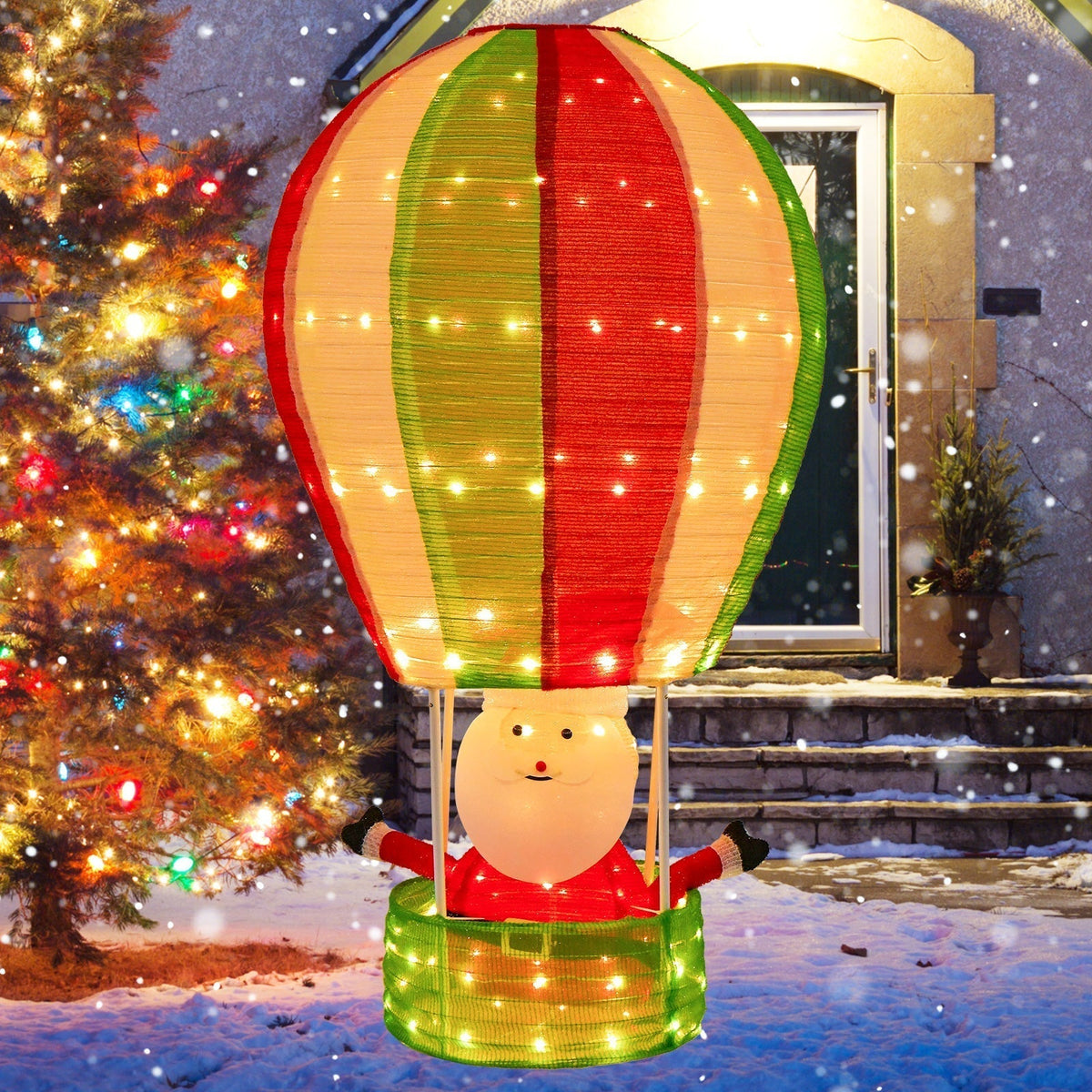Décoration de Noël Gonflable - Père Noël dans Montgolfière avec LED