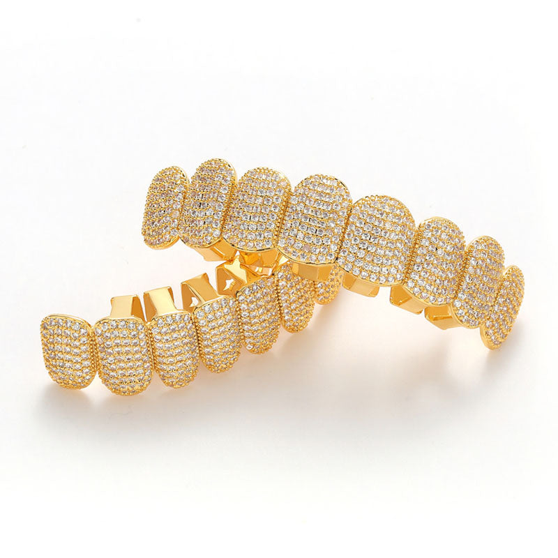 Grillz Hip-Hop Amovibles en Or - Style Audacieux pour Fêtes et Concerts