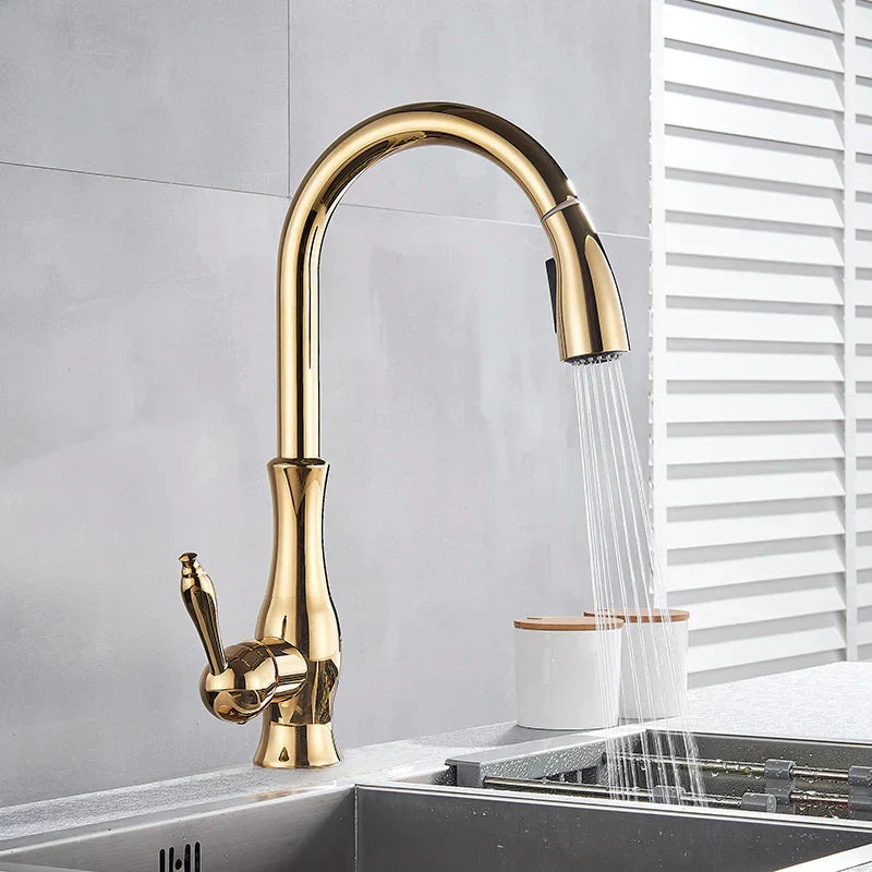 Robinet de Cuisine en Laiton Doré - Élégance et Fonctionnalité pour Cuisine Moderne