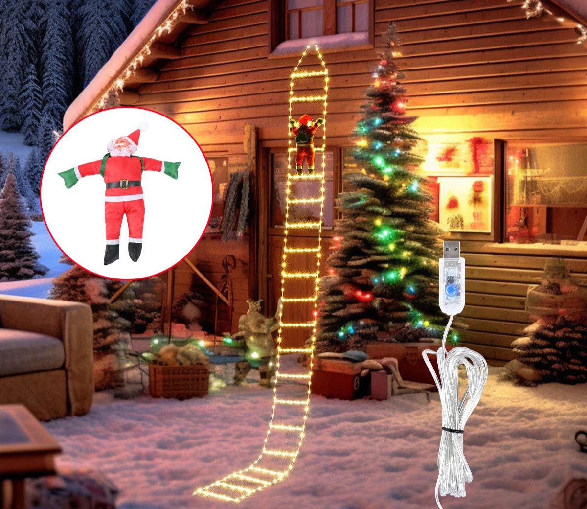 Guirlande de Noël Santa - Éclairage LED Élégant et Magique
