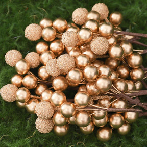 Décorations d'Arbre de Noël Dorées - Ensemble Luxueux de 10 Bouquets