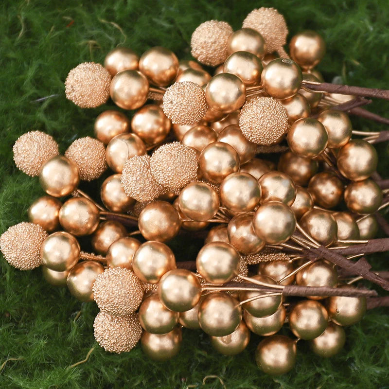 Décorations d'Arbre de Noël Dorées - Ensemble Luxueux de 10 Bouquets