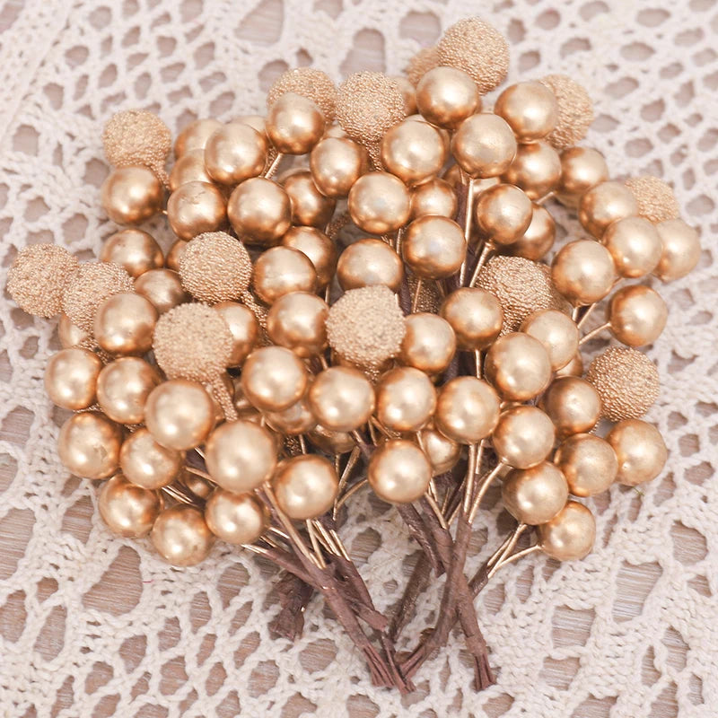 Décorations d'Arbre de Noël Dorées - Ensemble Luxueux de 10 Bouquets
