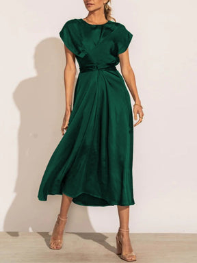 Robe Midi Élégante pour Soirées - Tissu Satiné et Coupe Flatteuse