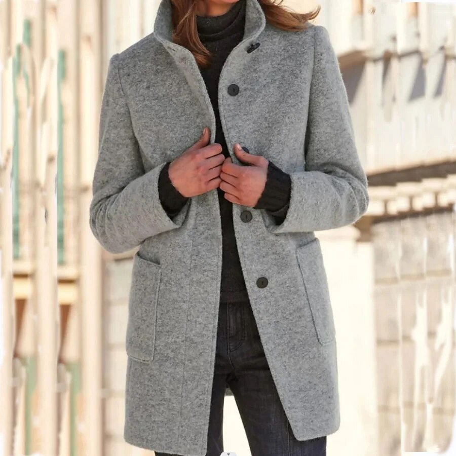 Manteau en Laine pour Femmes - Élégance Hivernale avec Poches Fonctionnelles