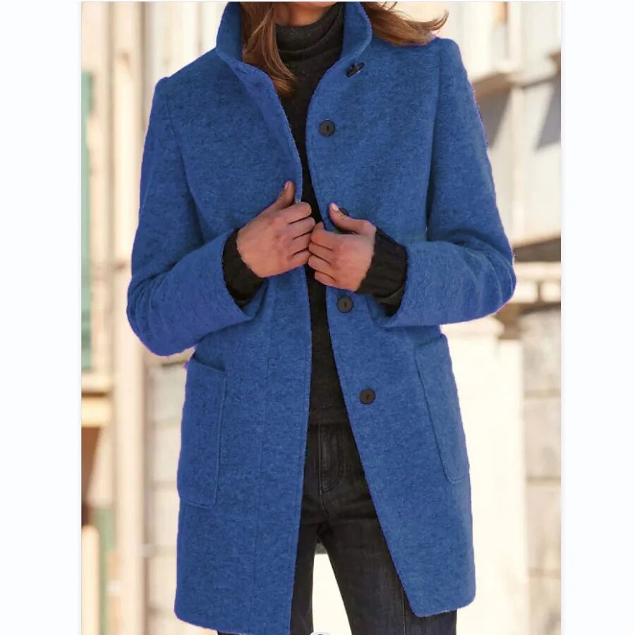 Manteau en Laine pour Femmes - Élégance Hivernale avec Poches Fonctionnelles